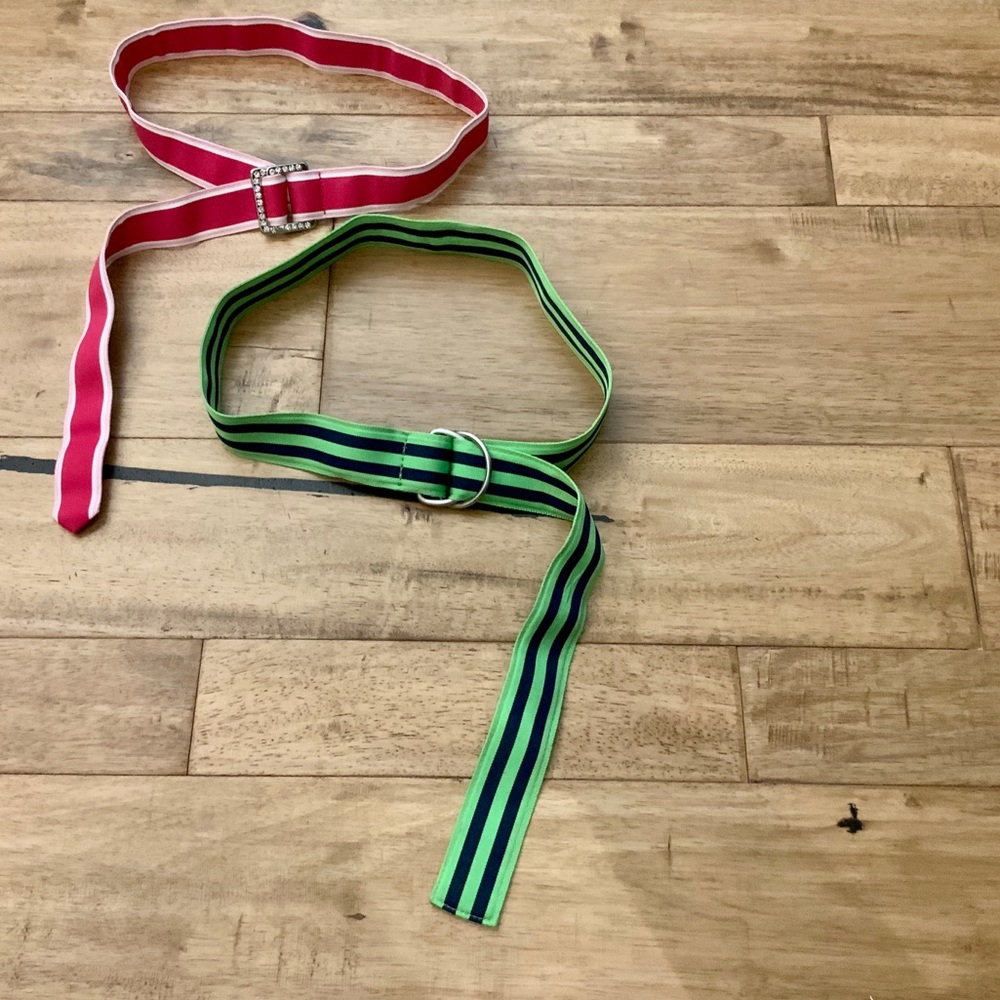 J Crew Blue/Green & Express Pink Ribbon Belts